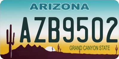 AZ license plate AZB9502