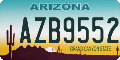 AZ license plate AZB9552