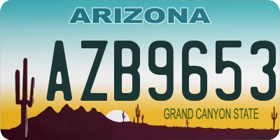 AZ license plate AZB9653