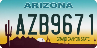 AZ license plate AZB9671