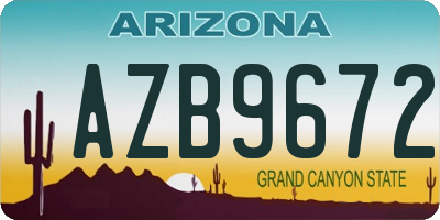 AZ license plate AZB9672