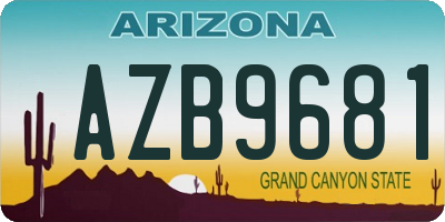 AZ license plate AZB9681