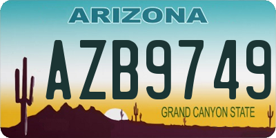 AZ license plate AZB9749