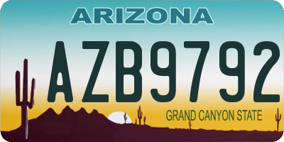 AZ license plate AZB9792