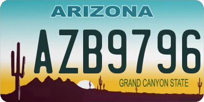 AZ license plate AZB9796