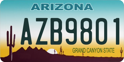AZ license plate AZB9801