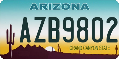 AZ license plate AZB9802