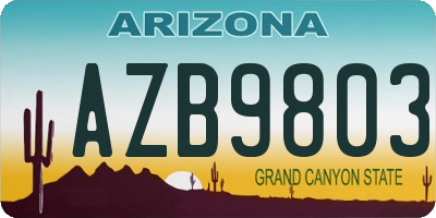 AZ license plate AZB9803