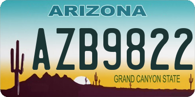 AZ license plate AZB9822
