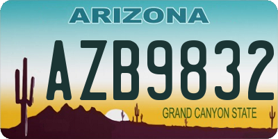 AZ license plate AZB9832