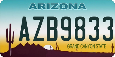 AZ license plate AZB9833