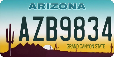 AZ license plate AZB9834