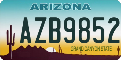 AZ license plate AZB9852