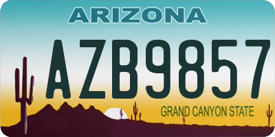 AZ license plate AZB9857