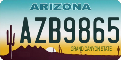 AZ license plate AZB9865