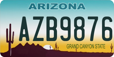 AZ license plate AZB9876