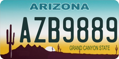 AZ license plate AZB9889