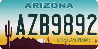 AZ license plate AZB9892
