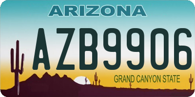 AZ license plate AZB9906