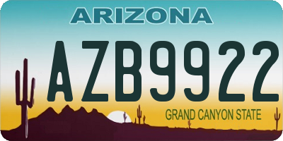 AZ license plate AZB9922