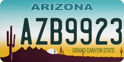 AZ license plate AZB9923