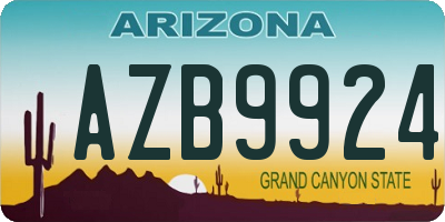 AZ license plate AZB9924