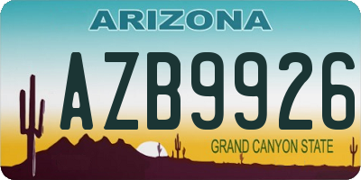 AZ license plate AZB9926