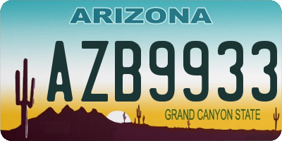AZ license plate AZB9933