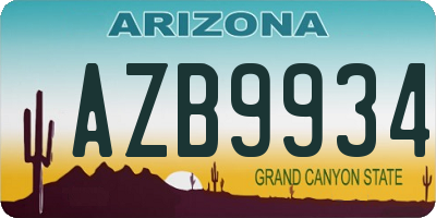 AZ license plate AZB9934