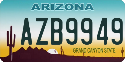 AZ license plate AZB9949