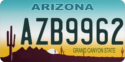 AZ license plate AZB9962