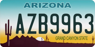 AZ license plate AZB9963