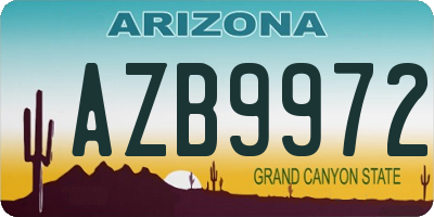 AZ license plate AZB9972