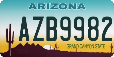 AZ license plate AZB9982