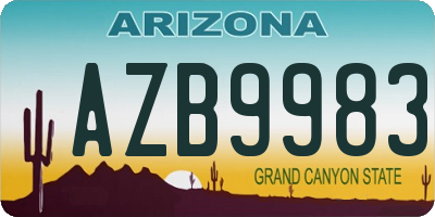 AZ license plate AZB9983