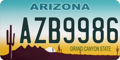 AZ license plate AZB9986