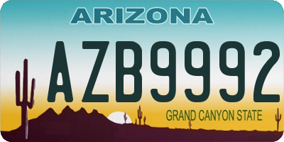 AZ license plate AZB9992