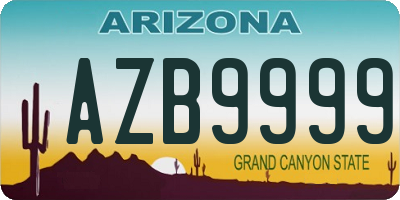 AZ license plate AZB9999