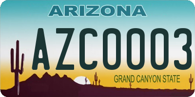 AZ license plate AZC0003