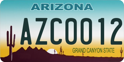 AZ license plate AZC0012