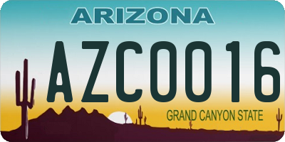 AZ license plate AZC0016