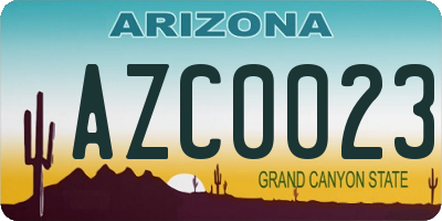 AZ license plate AZC0023