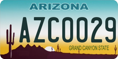 AZ license plate AZC0029