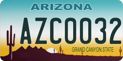 AZ license plate AZC0032