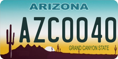 AZ license plate AZC0040
