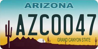 AZ license plate AZC0047