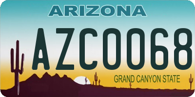 AZ license plate AZC0068