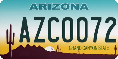 AZ license plate AZC0072