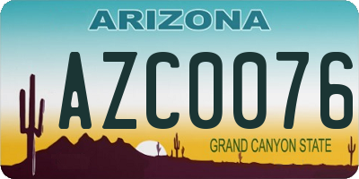 AZ license plate AZC0076