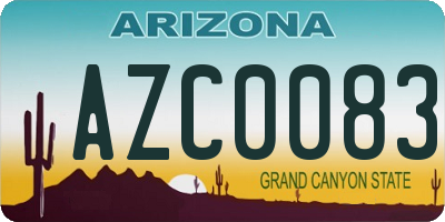 AZ license plate AZC0083